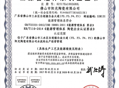 17年阳光能源管理体系认证